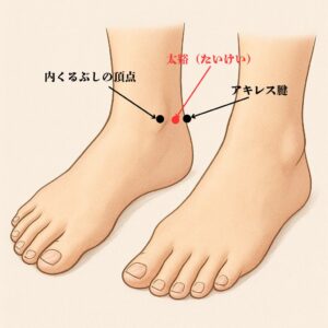 内くるぶしとアキレス腱の間